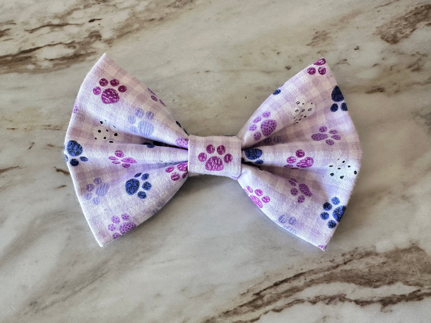 Paw Prints | Purple Gingham | Bow Tie