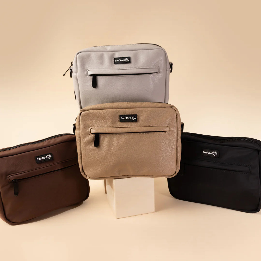 Faux Leather Grey + Choice of Strap | Dog Walking Bag