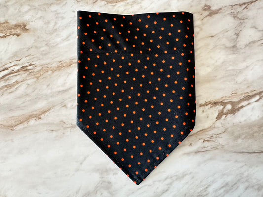 Polka Dot | Black + Orange | Bandana