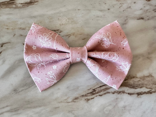Floral | Pink + White Line Art | Bow Tie