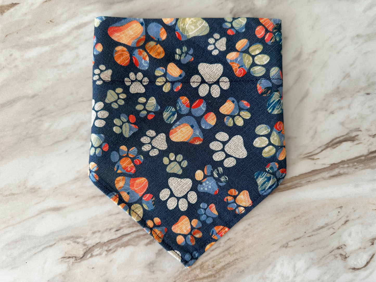 Paw Prints | Peach + Blue | Bandana