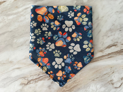 Paw Prints | Peach + Blue | Bandana