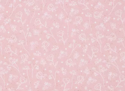 Floral | Pink + White Line Art