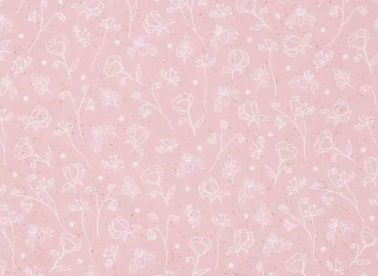 Floral | Pink + White Line Art